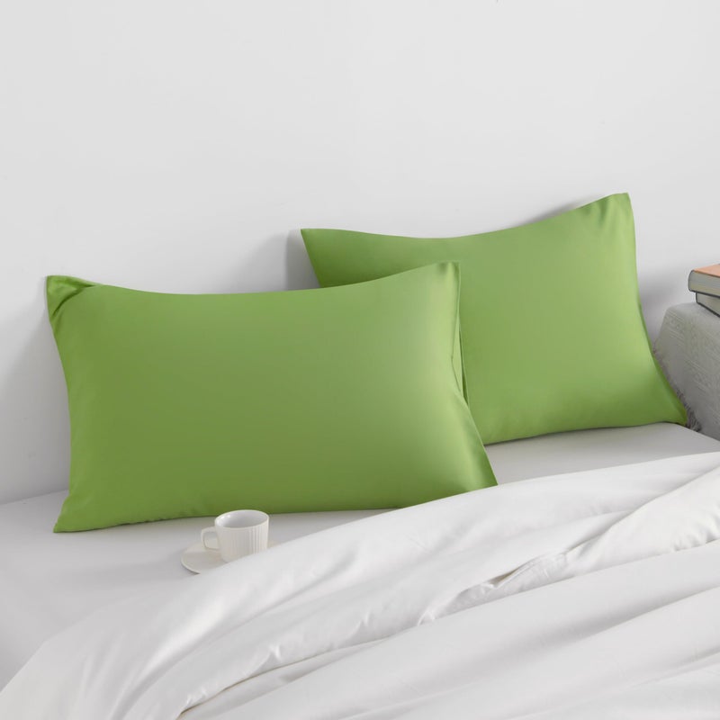 إن تي باي حالات وسادة NTBay King مجموعة من 2 2 حزمة microfiber 20x40 الحالات وسادة ناعمة تجاعيد تتلاشى وصمة عار مقاومة الحكيم وسادة خضراء مع إغلاق الظرف 20x40 بوصة خضراء - Image 2