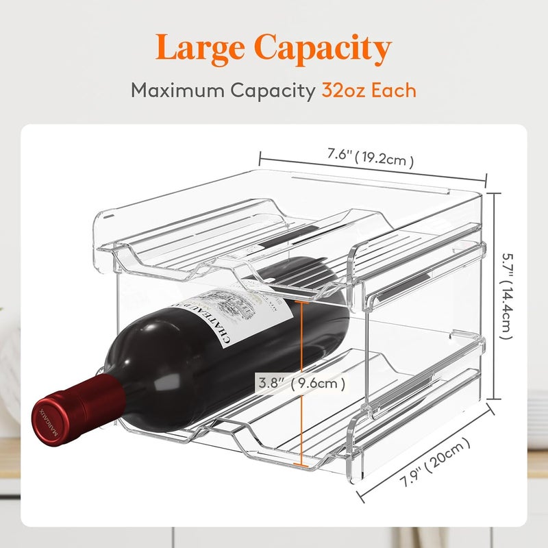 Lifewit Plastic Stackable Wine Rack for Refrigerator, Cabinet, Countertop,Wine Bottle Holder, Water Bottle Organizer for Fridge, Pantry, Hold 4 Bottles - Image 4