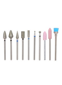 NIBEMINENT 10-Piece Electric Machine Sanding Nail Files Drill Bits Silver  - Image 1