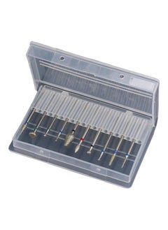 NIBEMINENT 10-Piece Electric Machine Sanding Nail Files Drill Bits Silver  - Image 3