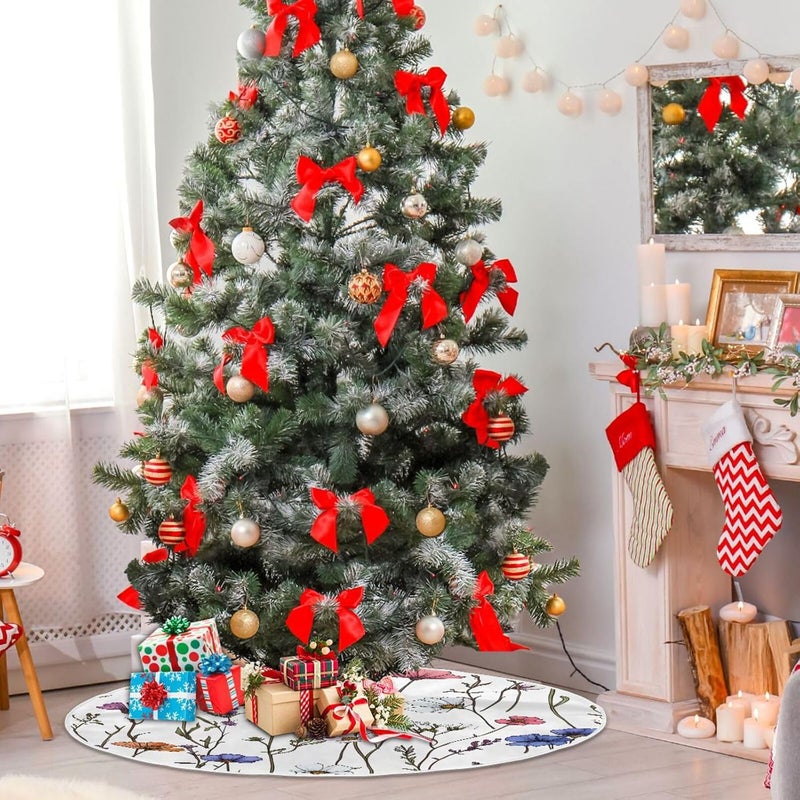 Kigai Cartoon Wildflowers Christmas Tree Skirt Modern Tree Skirt for Home Holiday Xmas Decor 36inch - Image 4