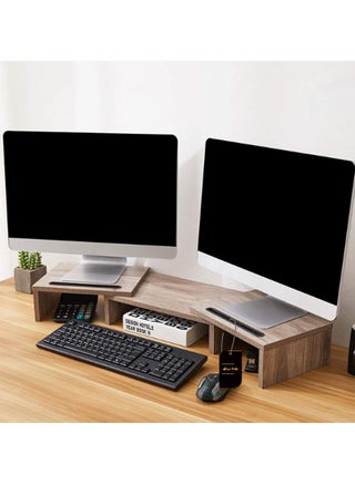 Dual Monitor Stand -Adjustable Length and Angle Dual Monitor Riser, Computer Monitor Stand with 2 Slots, Desktop Organizer, Monitor Stand Riser for PC/Computer/Laptop Brown - pzsku/Z03733172724BBAEC6579Z/45/_/1656301333/88b33af4-f2b2-48a7-9e06-cc5a0619402c
