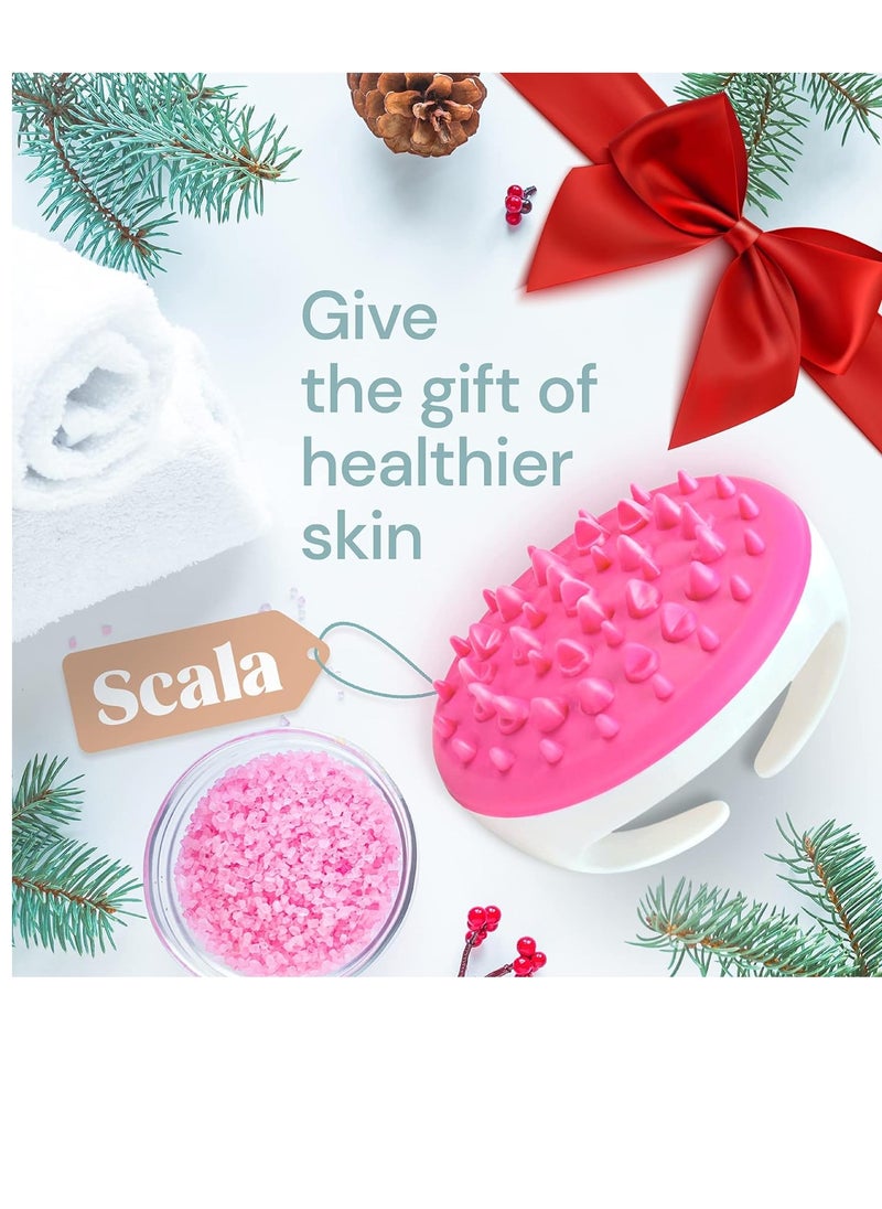Scala Silicone Anti Cellulite Massager, Body Shower Scrubber, Cellulite Remover - Improve Circulation, Distribute Fat Deposits, Body Massager, Exfoliator, Fat Roller Use with Creams and Oils - Pink