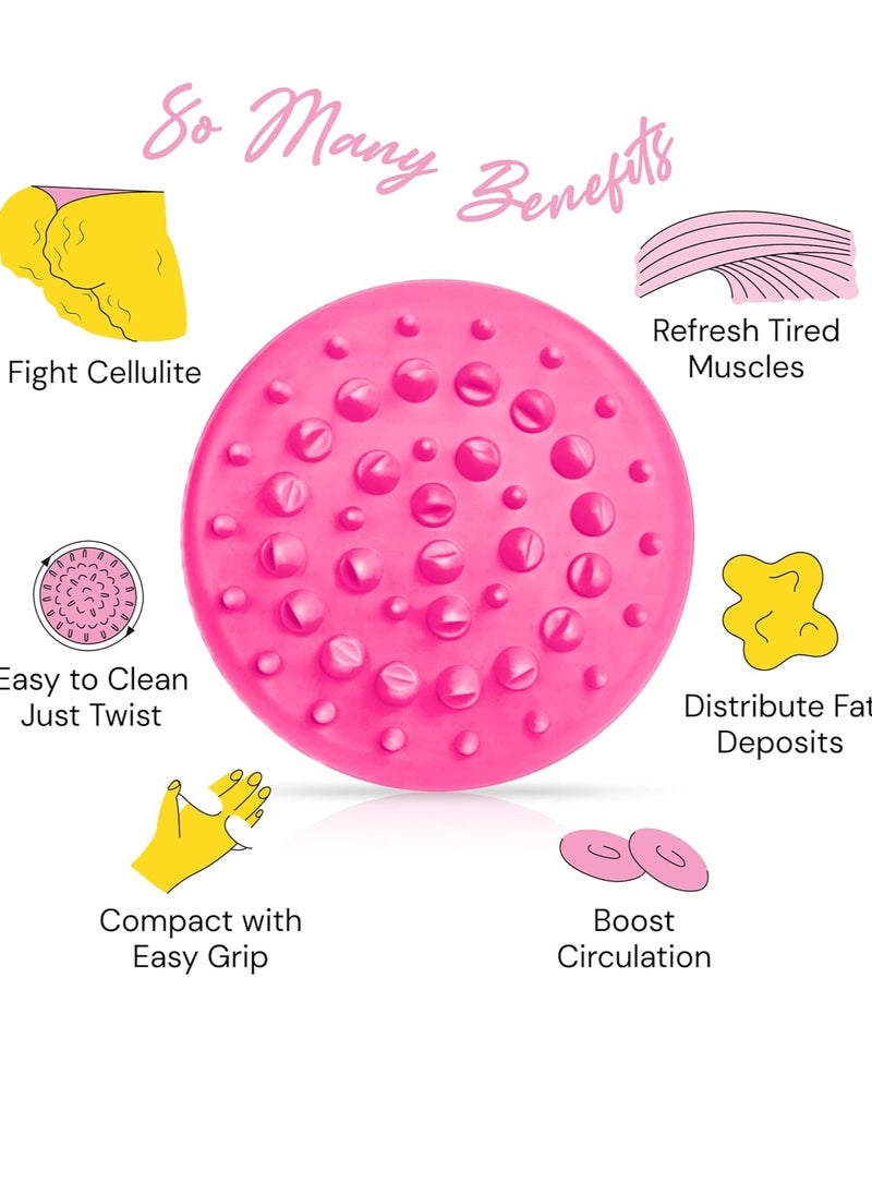 Scala Silicone Anti Cellulite Massager, Body Shower Scrubber, Cellulite Remover - Improve Circulation, Distribute Fat Deposits, Body Massager, Exfoliator, Fat Roller Use with Creams and Oils - Pink