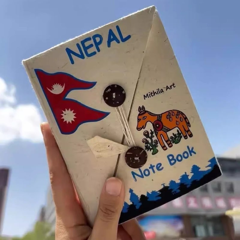 [Daifa] Genuine Goods Nepal Handmade Book Rough Paper Straw Paper Retro Hand Book Hand-Painted Book Small Horse - Image 2
