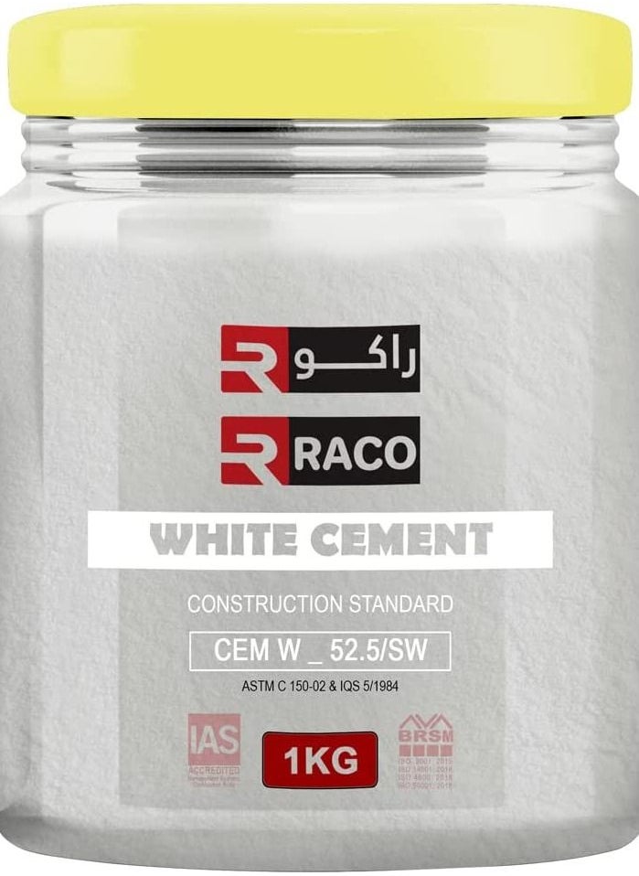 RACO - White Cement Powder for Crack Filling and Universal Adhesive Repair Construction Works, Art, and Craft Projects Home Waterproof Bathroom & Tiles 1KG - Image 1