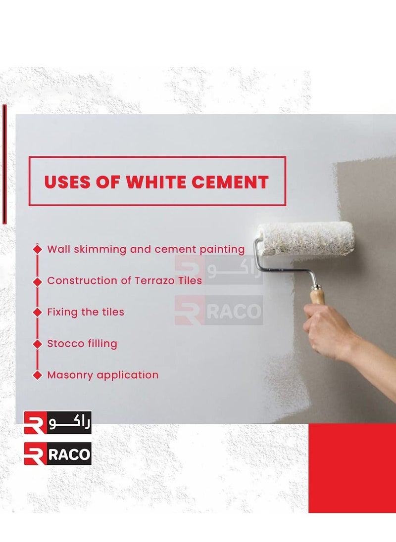 RACO - White Cement Powder for Crack Filling and Universal Adhesive Repair Construction Works, Art, and Craft Projects Home Waterproof Bathroom & Tiles 1KG - Image 1