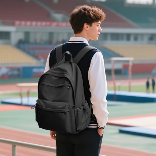VGCUB School Backpack Waterproof Cute Aesthetic Simple High School Bag Lightweight Travel Casual Bookbag for Middle Girls Boys College Basic Teen Backpacks Women Men Black - Image 3