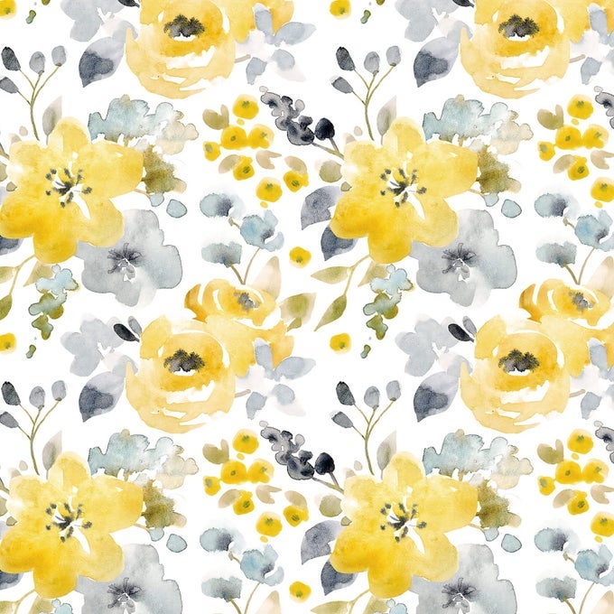 PEEL AND STICK WALLPAPER FLORAL WALLPAPER YELLOWGRAYWHITE WATERCOLOR CONTACT PAPER SELF ADHESIVE REMOVABLE WALLPAPER SHELVES LINERS DECORATIVE VINYL ROLL 155X787