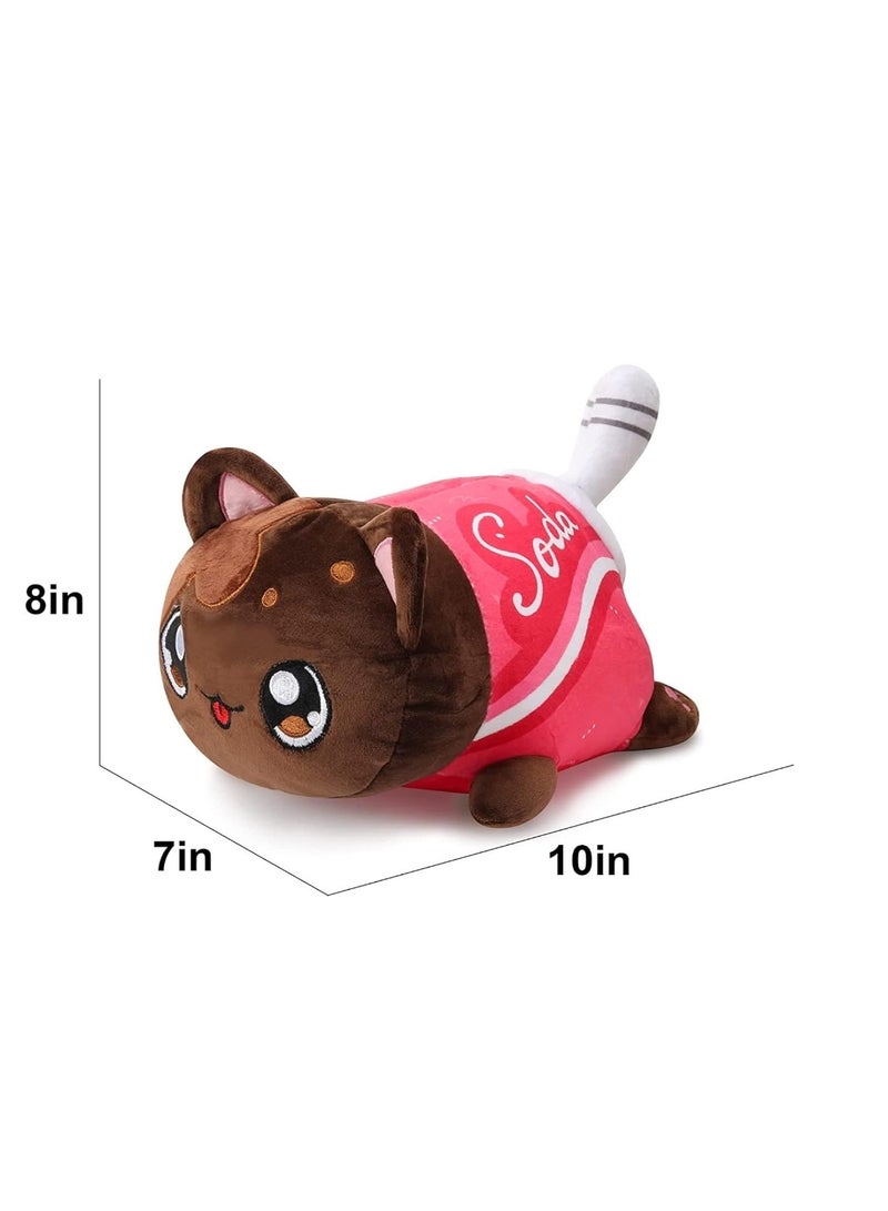 Y&D Cute Cat Meemeows Plushies Meemeows Angel and Demon Cat Plushie Cat Food Plushies Cat Mee Meow Anime Cartoon Cat Stuffed Figure Toy Plush Pillow Gift for Fans Kids (Cola cat)  - Image 3