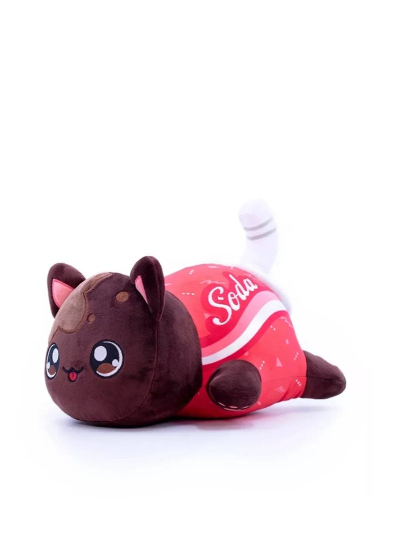 Y&D Cute Cat Meemeows Plushies Meemeows Angel and Demon Cat Plushie Cat Food Plushies Cat Mee Meow Anime Cartoon Cat Stuffed Figure Toy Plush Pillow Gift for Fans Kids (Cola cat)  - Image 1