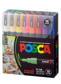 Uni Mitsubishi Uni Mitsubishi Pencil - Posca Paint Marker Pen - PC-3M Medium Tip 0.9-1.3 mm, 16 Basic Colors  - Image 1