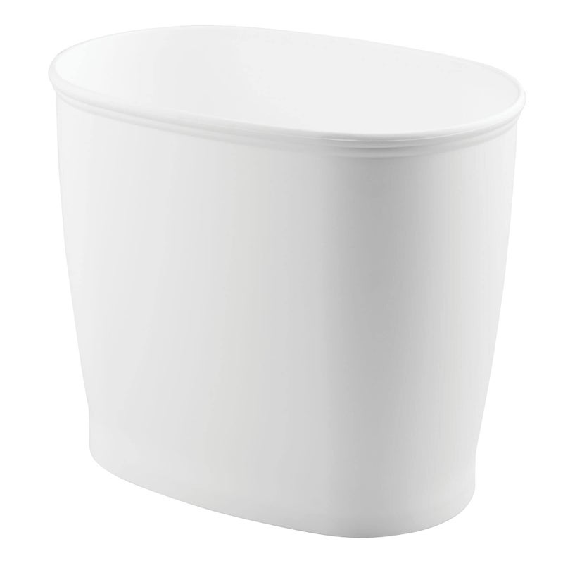 iDesign Slim Plastic Bathroom Trash Can, Small Garbage Bin for Bedroom, Office, Desk, Dorm, White - Image 1