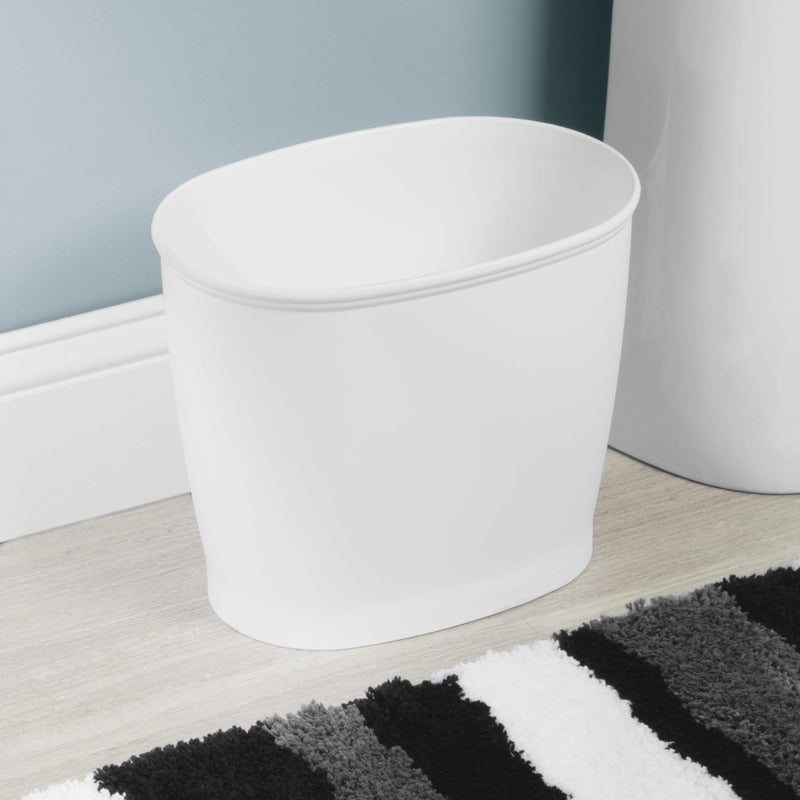 iDesign Slim Plastic Bathroom Trash Can, Small Garbage Bin for Bedroom, Office, Desk, Dorm, White - Image 3