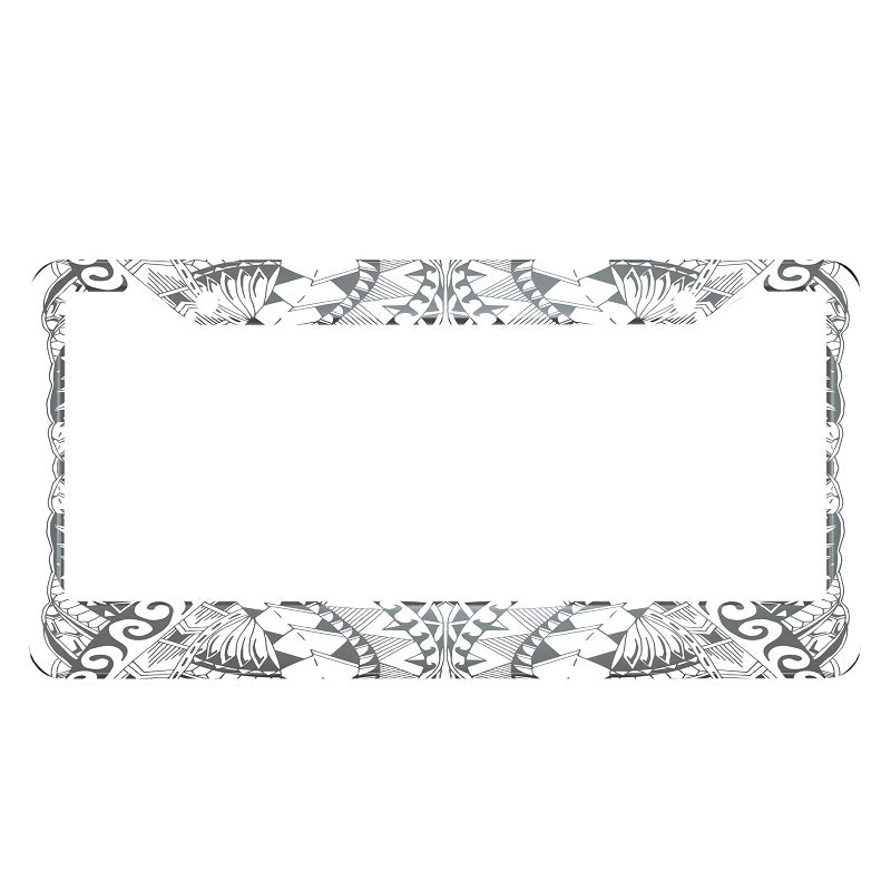 Swono Ethnic License Plate Frame Ethnic Samoa Maori Style Black and White License Plate Cover Aluminum Metal License Plate Holder Frame for Women Men Auto Decoration for US Car/Truck - Image 1