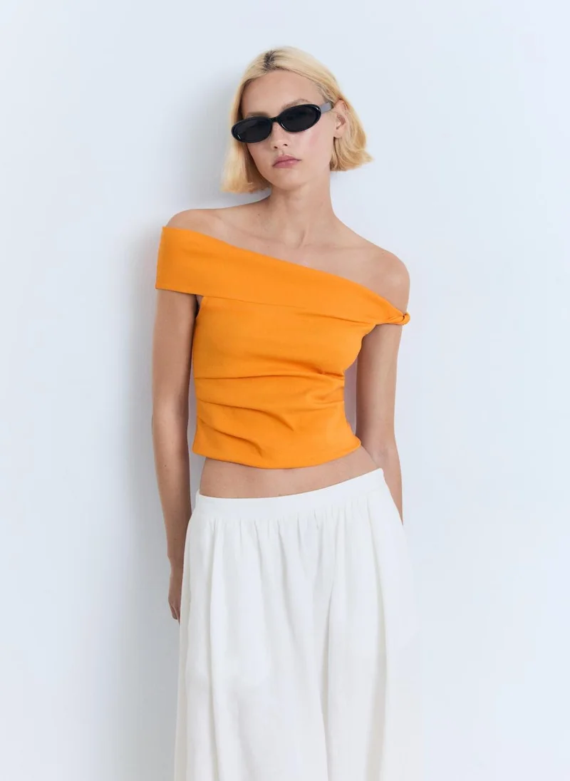 MANGO Asymmetrical Strapless Top