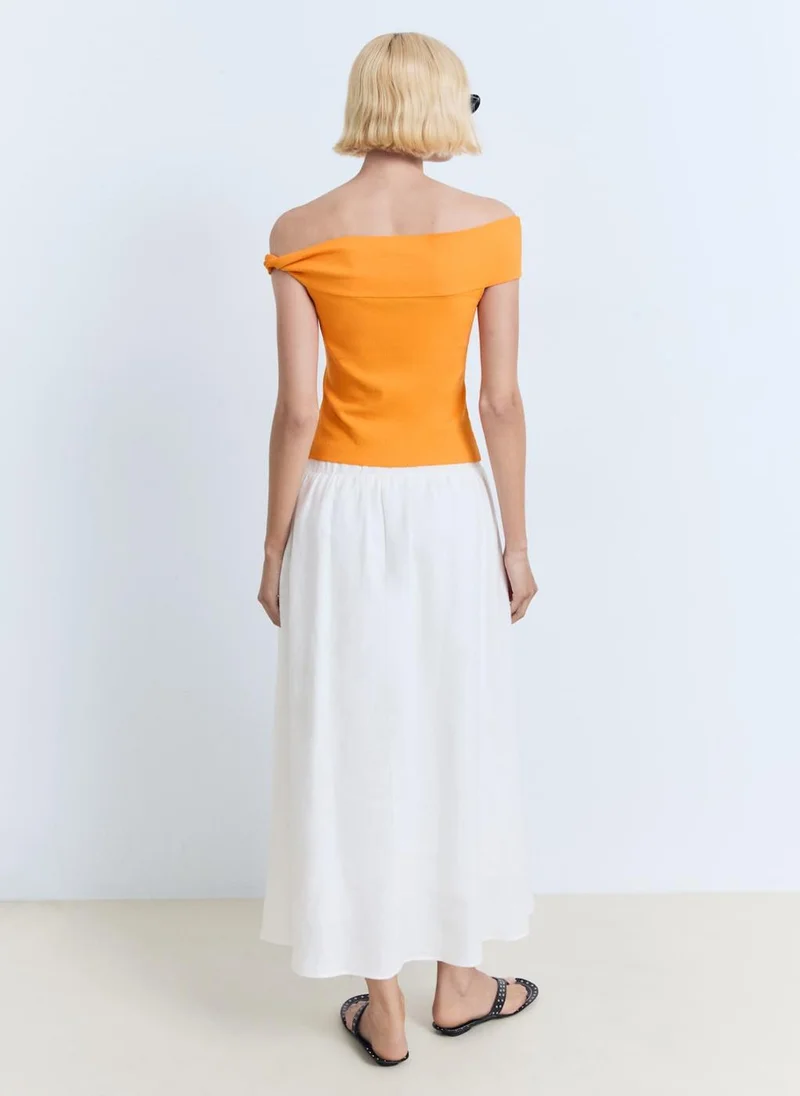 MANGO Asymmetrical Strapless Top