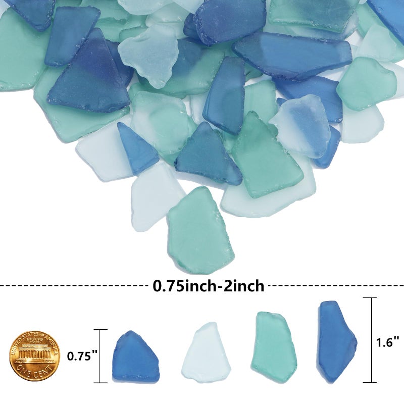 Qygl Sea Glass For Crafts - 14Oz Frosted Seaglass Pieces - Vase Filler And Aquarium Ornament  Diy Craft Supplies For Art  Beach Weddings  And Home Decor (Blue  Aqua Green  White) - Image 3