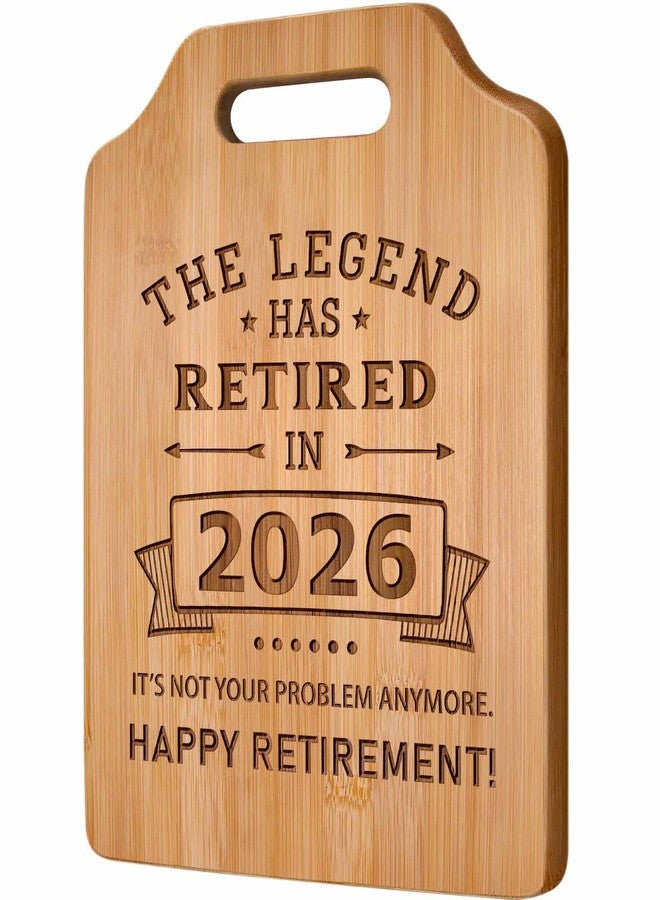 AceThrills Retirement Gifts for Men, Coworkers, Nurse, Teacher - Evgraved Bamboo Cutting Board 12.3"L X 8.7"W X 0.4"Th (The Legend Has Retired In 2026) - Image 1