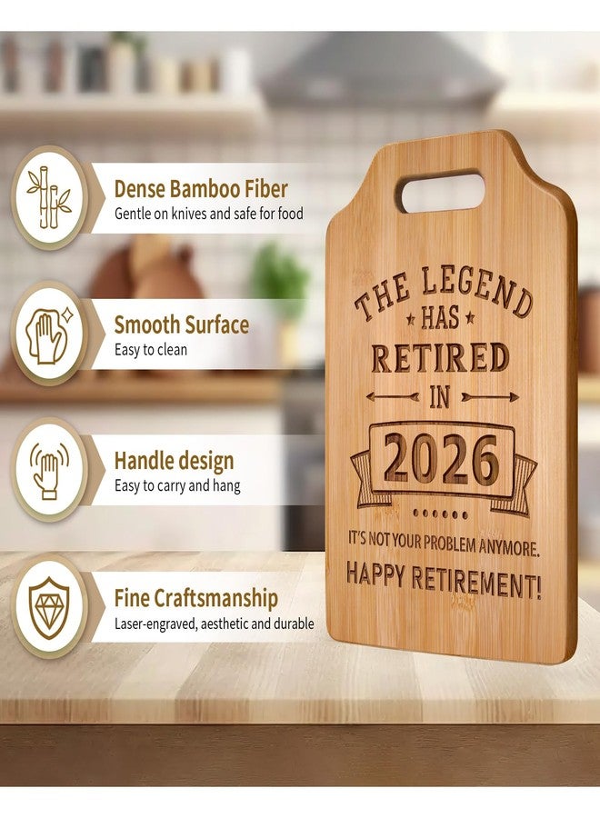 AceThrills Retirement Gifts for Men, Coworkers, Nurse, Teacher - Evgraved Bamboo Cutting Board 12.3"L X 8.7"W X 0.4"Th (The Legend Has Retired In 2026) - Image 4