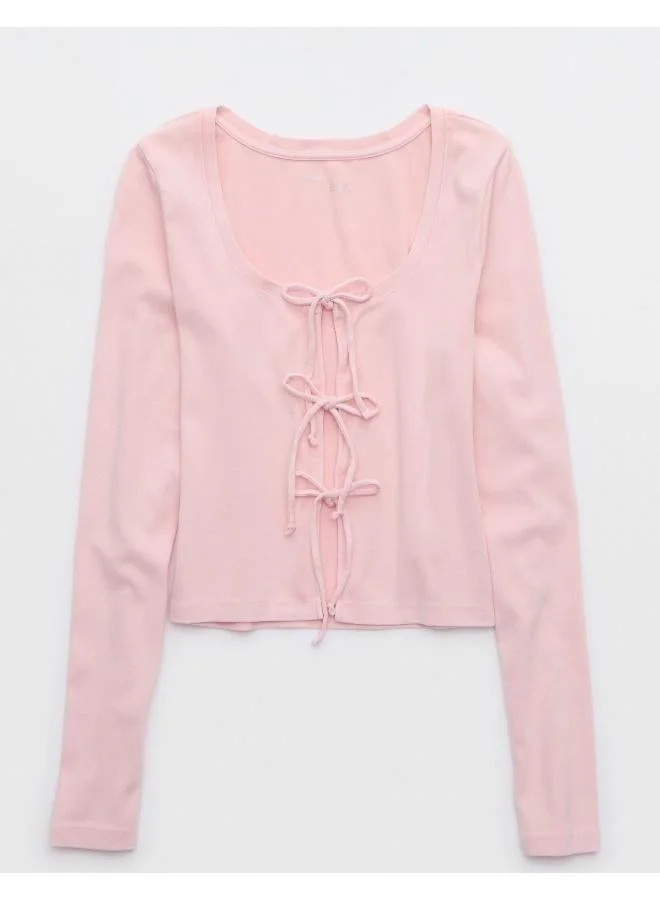Aerie Aerie Long Sleeve Tie Front Cardi T-Shirt