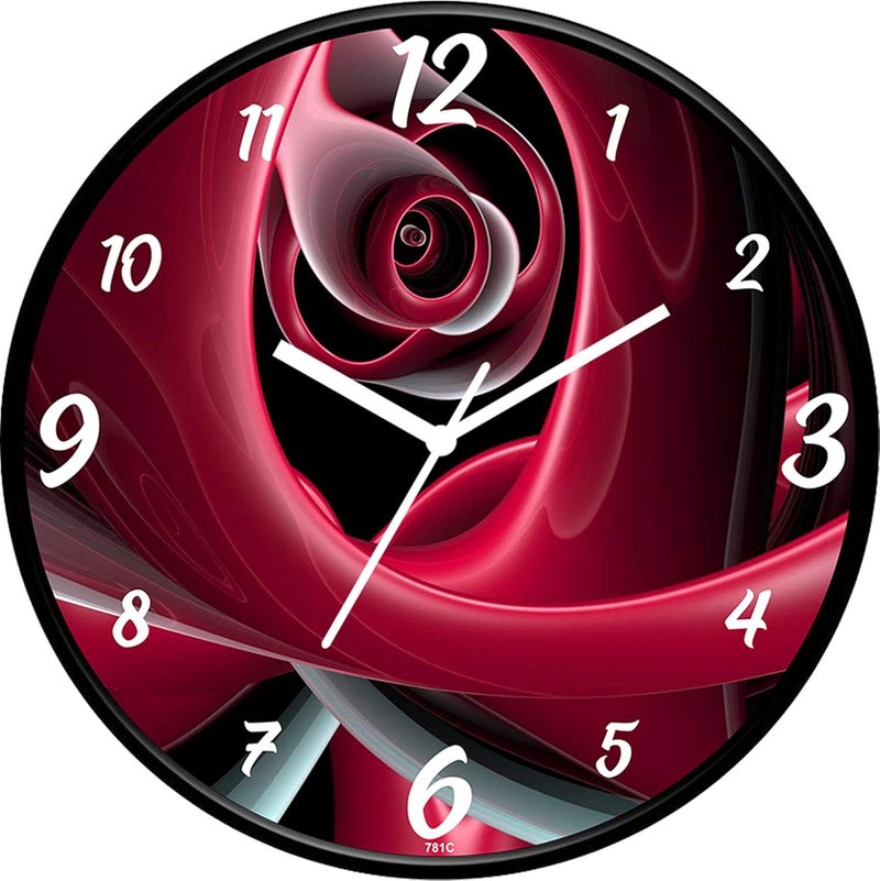 IIK COLLECTION Designer Analogue Plastic Round Wall Clock with Glass for Home, Office (Multicolour, 28 cm x 28 cm x 6 cm) - Image 1