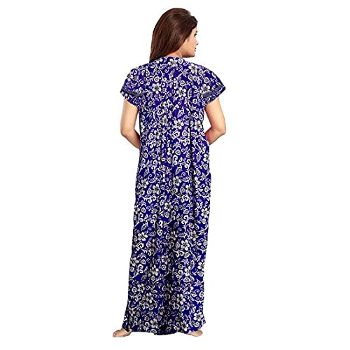 YUKATA Women's Cotton Printed Ankle Length Nighty - Free Size (Pack of 2) (Free Size, RED&Blue) - Image 5