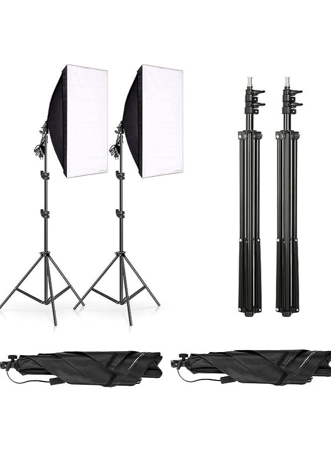 Alissa Softbox Lighting Kit 2 Pack – Adjustable Light Stands with E27 Sockets & Diffuser – Studio Lights for Photography, Video, Portrait & Product - Image 1