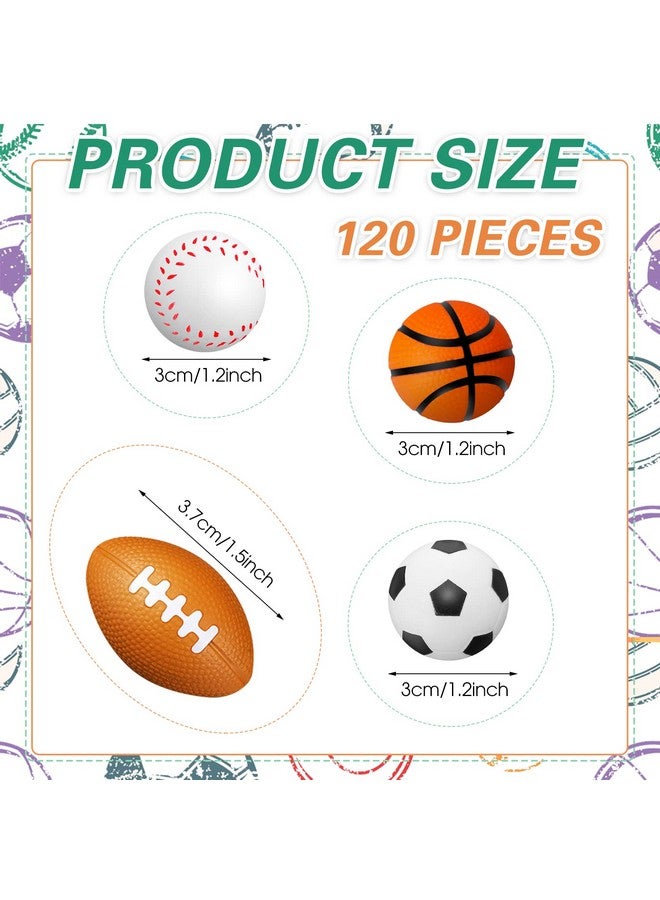 Jerify 120 Pieces Sports Stress Balls Mini Foam Soccer Ball, Basketball, Football, Baseball Stress Balls for Anxiety Relief Sports Themed Birthday Party Supplies Game Stocking Stuffers - Image 2