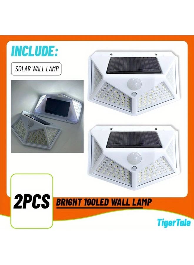 2pcs White LED Motion Sensor Outdoor Wall Lamp Weather Resistant Lighting - Image 1