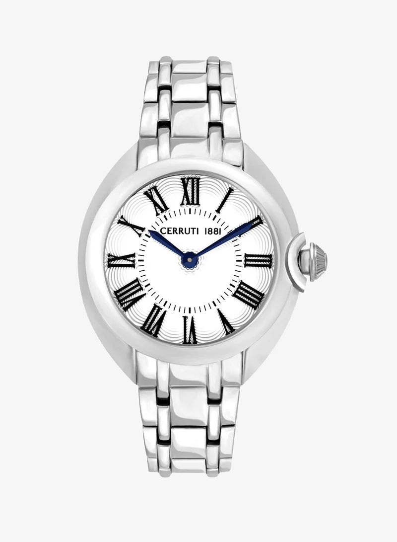 CERRUTI 1881 Ladies Ceramic Stainless Steel Watch Silver Roman Dial Stainless Steel Bracelet