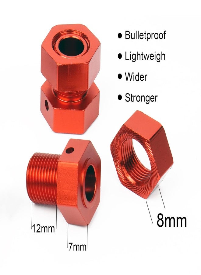MOSHNOLY 4 Sets 17mm Thick Extended Aluminum Wheel Hex Nut with Bearing Steel Pins Upgrade for Arrma 6S 1/8 Outcast/Talion/Kraton/Notorious/1/7 Fireteam/Big Rock,Wheel Hex Nut W/Pins AR310484/ARA311117-Red - Image 3