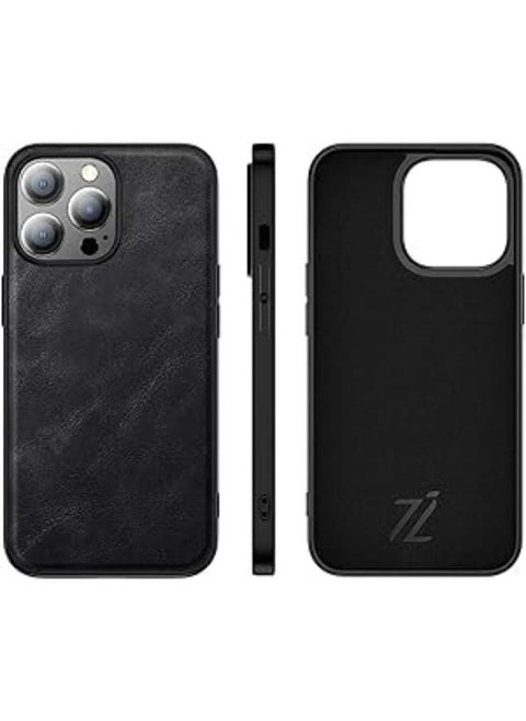 Luxury Leather iPhone Cases - Luxury Phone Case - Elevate Your iPhone with Timeless Elegance - Uncompromising Protection, and Leather Classy Covers - Non-Slip Phone Case (iPhone 14 Pro, Black)