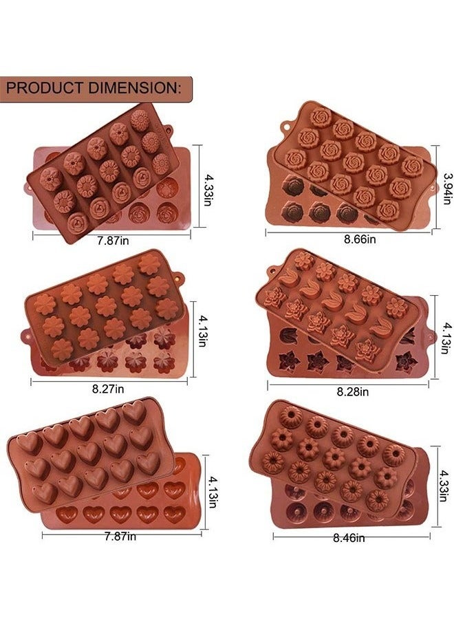 BAEKO 6PCS Chocolate Candy Molds Silicone Non-Stick, Heart Shape Baking Mold, Rose Flower Candy Molds, Star Shape Chocolate Molds for Fat Bombs, Caramels, Jello, Gummy, Truffles, Ice Cubes - Image 2
