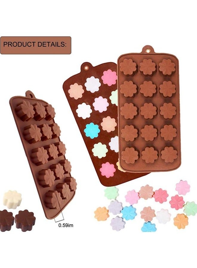 BAEKO 6PCS Chocolate Candy Molds Silicone Non-Stick, Heart Shape Baking Mold, Rose Flower Candy Molds, Star Shape Chocolate Molds for Fat Bombs, Caramels, Jello, Gummy, Truffles, Ice Cubes - Image 3