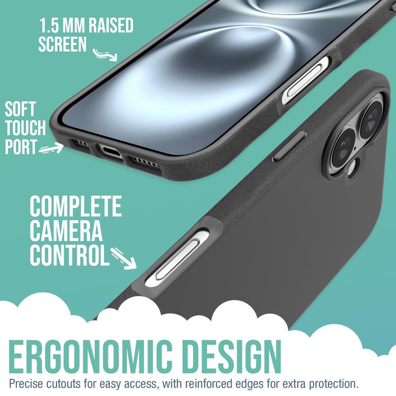 SmartishÂ® iPhone 16 Plus MagSafe Case - Gripmunk Magnetic Slim Case [Lightweight + Protective] Thin Grip Cover with Microfiber Lining for Apple iPhone 16 Plus - Black Tie Affair - Image 3