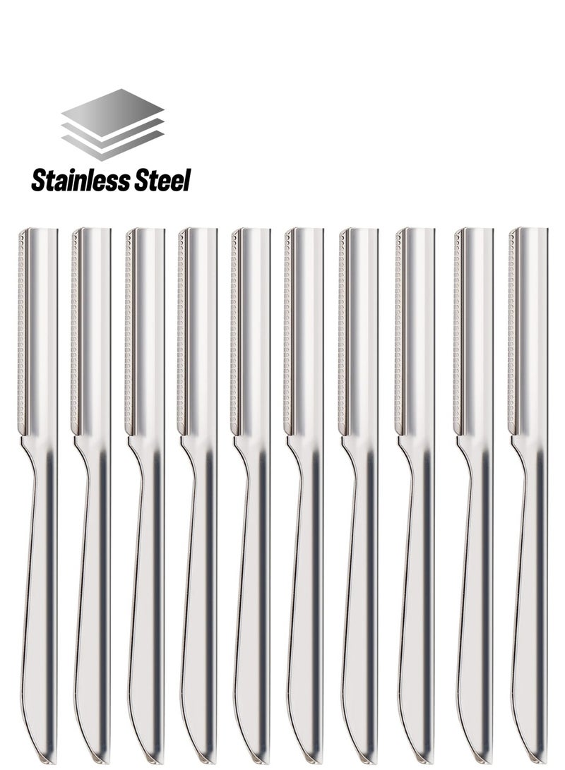 SYOSI 10Pcs Women Eyebrow Razor, Facial Shaver Razor, Brow Shaper Eyebrow Trimmer, Sharp Dermaplaning Tool, Stainless Steel Silvery - Image 1