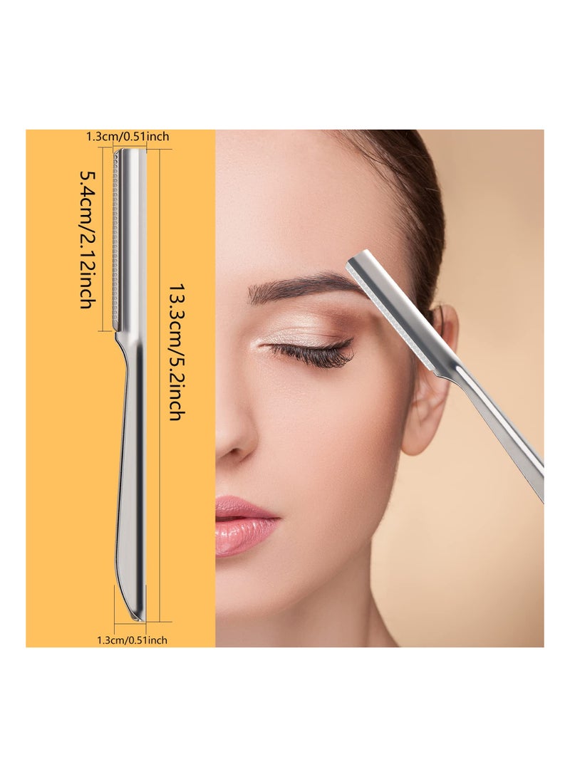 SYOSI 10Pcs Women Eyebrow Razor, Facial Shaver Razor, Brow Shaper Eyebrow Trimmer, Sharp Dermaplaning Tool, Stainless Steel Silvery - Image 4