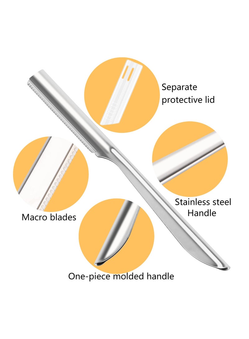 SYOSI 10Pcs Women Eyebrow Razor, Facial Shaver Razor, Brow Shaper Eyebrow Trimmer, Sharp Dermaplaning Tool, Stainless Steel Silvery - Image 3
