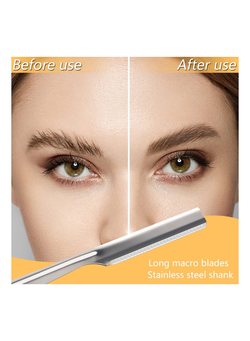 SYOSI 10Pcs Women Eyebrow Razor, Facial Shaver Razor, Brow Shaper Eyebrow Trimmer, Sharp Dermaplaning Tool, Stainless Steel Silvery - Image 2