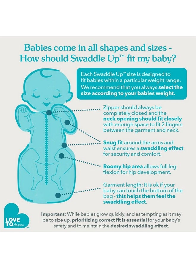 لاف تو دريم قماط Love to Dream، كيس نوم للأطفال، قماط Swaddle UP ذاتي التهدئة للمواليد الجدد، ينام لفترة أطول، ملائم بشكل مريح يساعد على تهدئة ردود الفعل المفاجئة، مناسب لجميع المواسم، من 13 إلى 19 رطلاً، لون أبيض نجمي  - Image 5