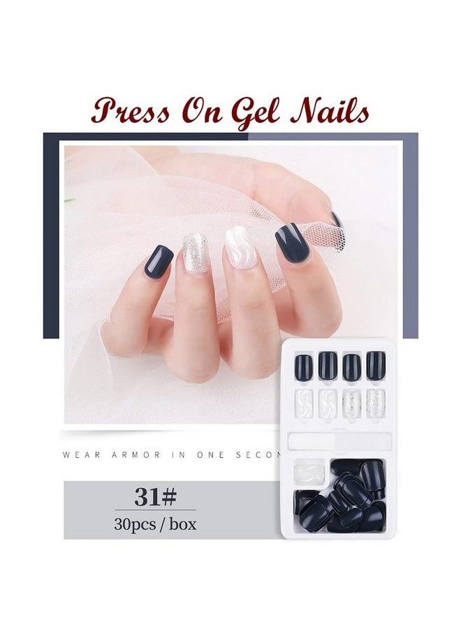 Store2508 - Press On Gel Nails 30 Pcs With Double Sided Jelly Adhesive Nail Glue Nail Filer Mb658_Design 31 - Image 1