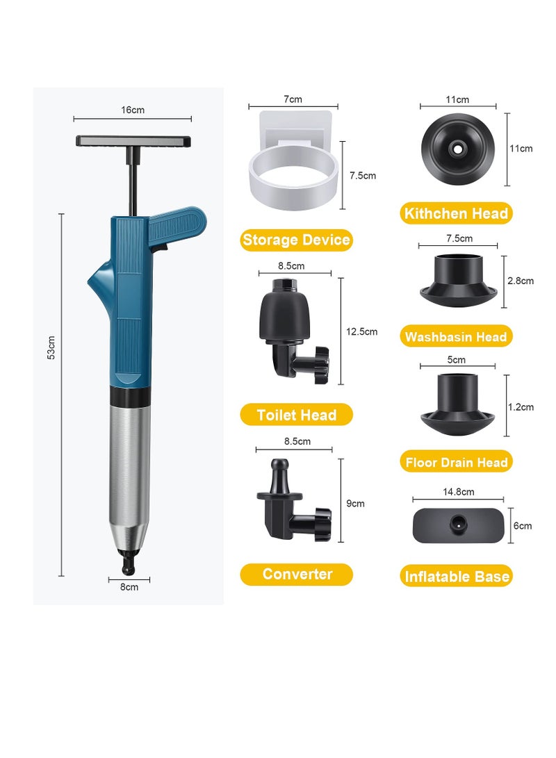 High Pressure Air Drain Blaster Gun with Visual Barometer, Heavy Duty Toilet Plunger and Clog Remover Tool for Bathroom, Kitchen, Floor Drains, Sewer, and Plumbing Clogs. - Image 5