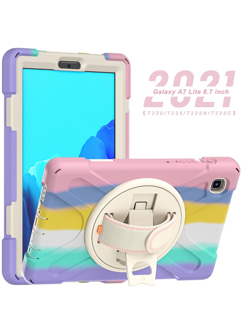 Rock Pow - Galaxy Tab A7 Lite 8.7 inch Rugged Case 2021 (T220 T225 T227) Heavy Duty Shockproof Case Protective Cover with Strap Kickstand for Samsung Galaxy Tab A7 Lite 8.7" 2021 - Image 1