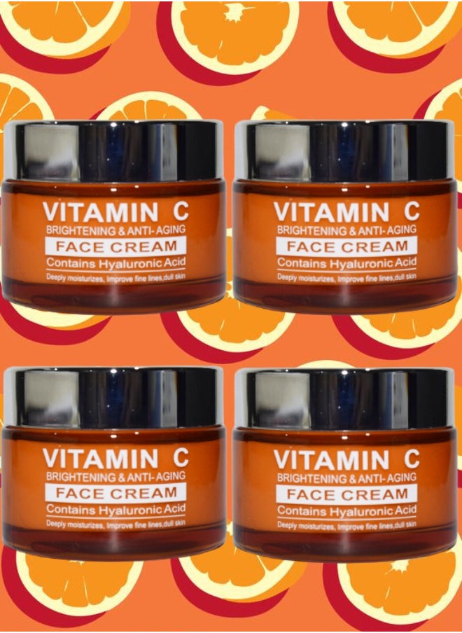 PYRON 4 Pieces Vitamin C Face Cream Brightenin And Anti Aging Deeply Moisturizes Improves Fine Lines Dull Skin 50g  - Image 1