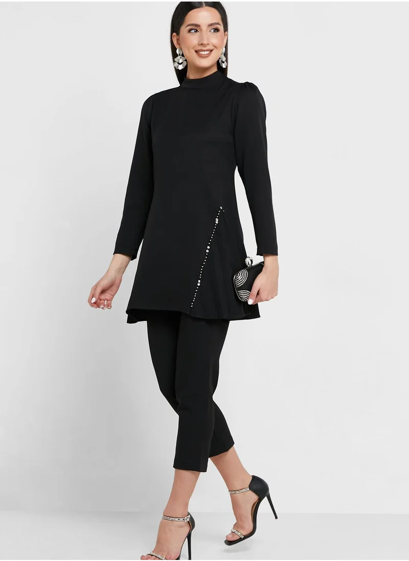 Khizana Hidden Pleat Detail Tunic & Pant Set