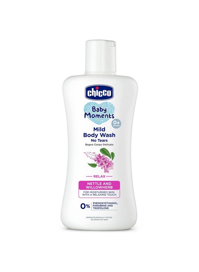 Chicco Baby Moments Mild Body Wash - Relax, 200Ml | With Nettle & Willowherb | No Tears Formula With Natural Ingredients For Moisturized Skin|Phenoxyethanol, Parabens & Lauryl Sulphates Free  - Image 1