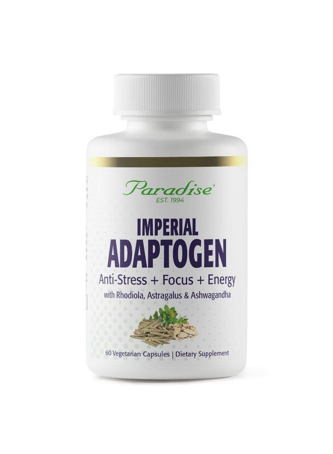 Paradise Herbs, Imperial Adaptogens, with Ashwagandha, Astragalus, Rhodiola, Proprietary Adaptogen Blend for Stress Support, Focus & Energy, 60 Vegetarian Capsules - Image 1
