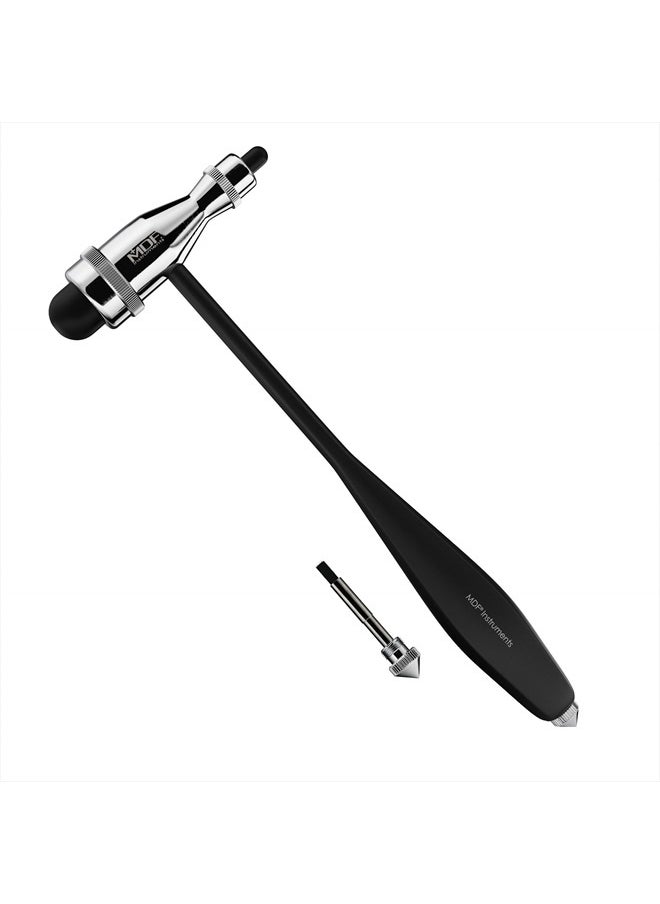 MDF Instruments , Tromner Neurological Reflex Hammer with Built-in Brush for cutaneous and Superficial responses - Light - HDP Handle - Free-Parts-for-Life & Lifetime Warranty - Black (MDF555P-11)  - Image 1