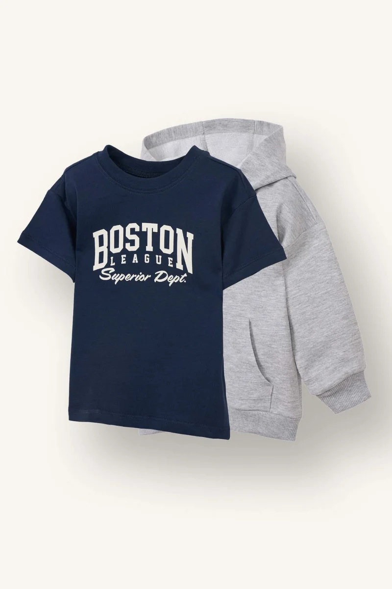 ديفاكتو Baby Boy Regular Fit Hooded 2 Piece Sweatshirts